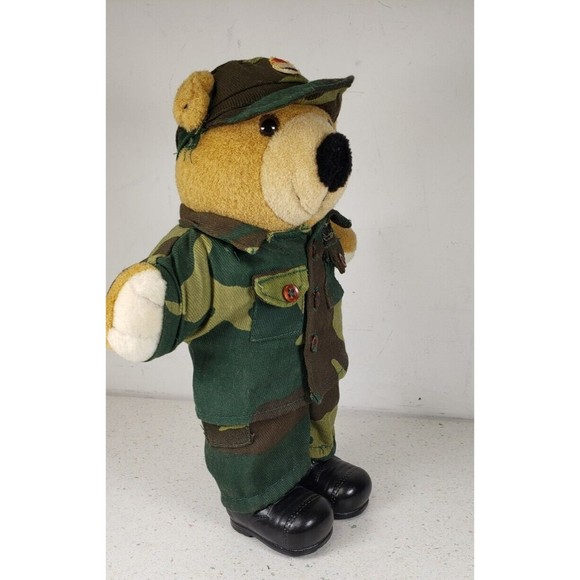 Vintage JJ Wind Patriot Bear U.S. Army Soldier Plush Toy 11"  Camouflage 1994 - Picture 11 of 14